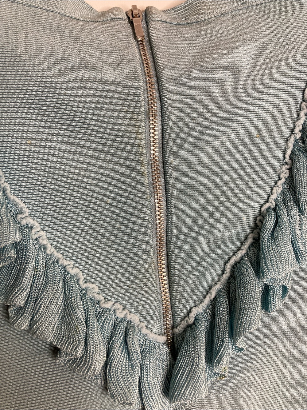 bebe Powder Blue Ruffle Off-Shoulder Crop Top - Picture 4 of 9